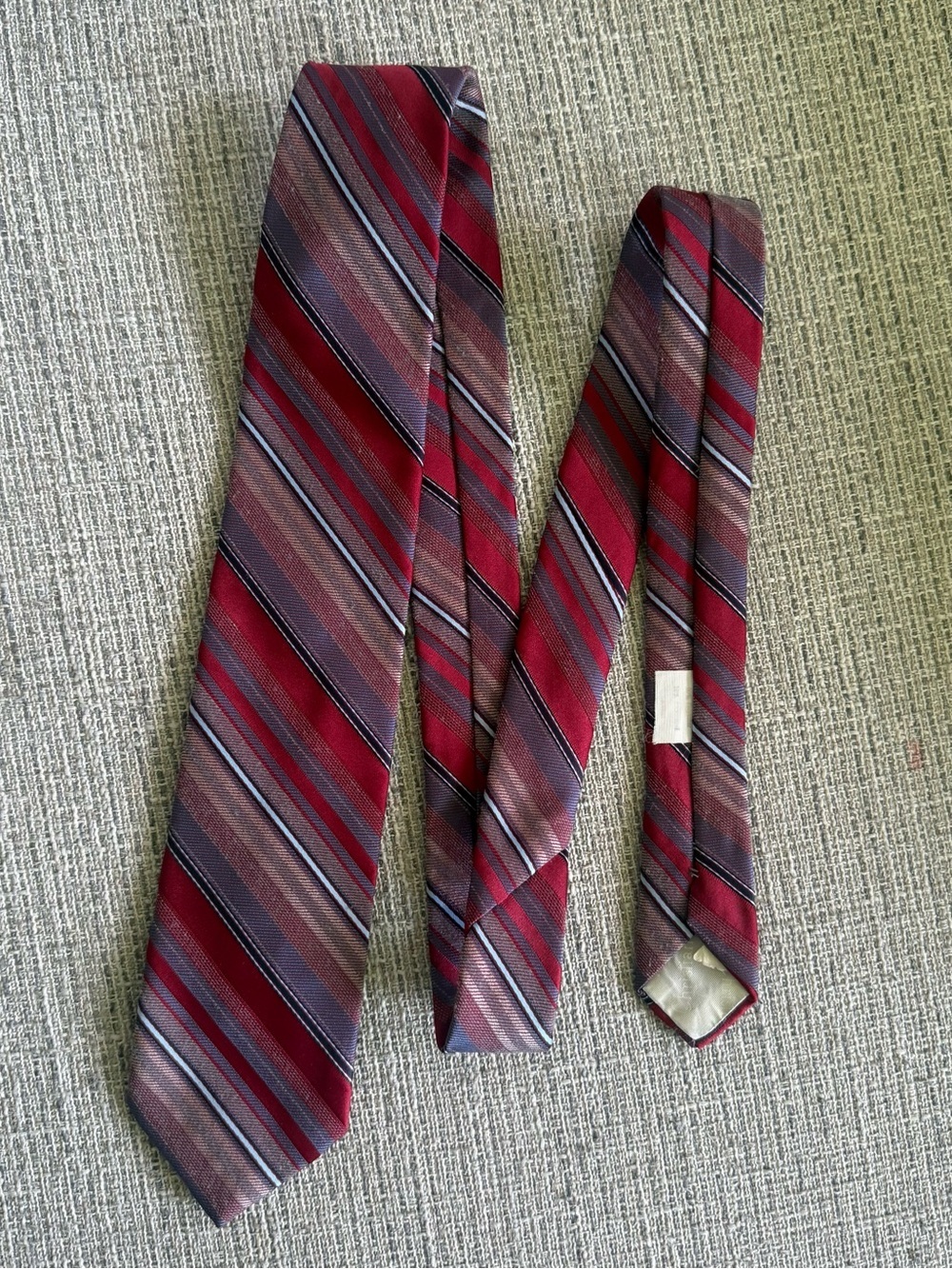 Dior Men's Red and Gray Striped Silk Tie